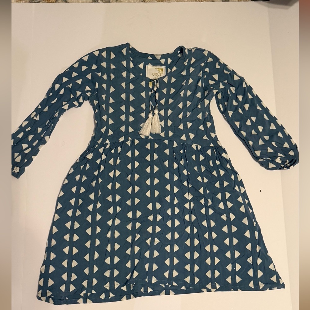 Joyous and Free Stylish Blue and White Girls Long Sleeve Size 5